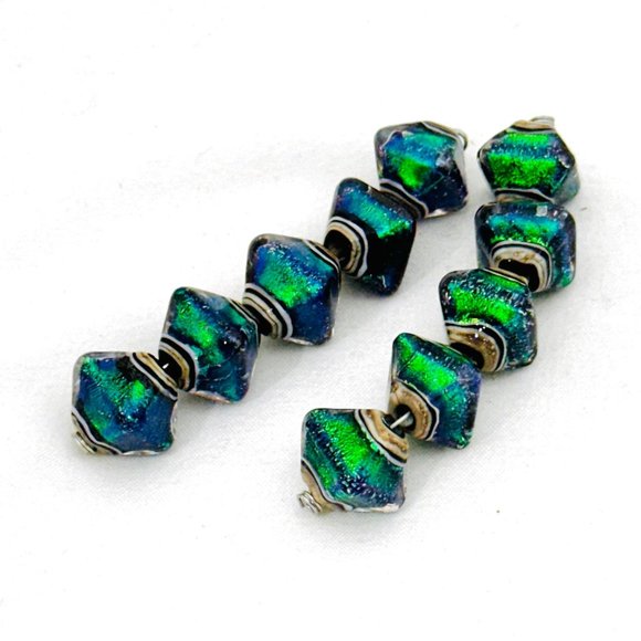 Grace Lampwork Emerald Ridge Handmade Glass Beads - Two Strands/10 Beads - New - Picture 1 of 5